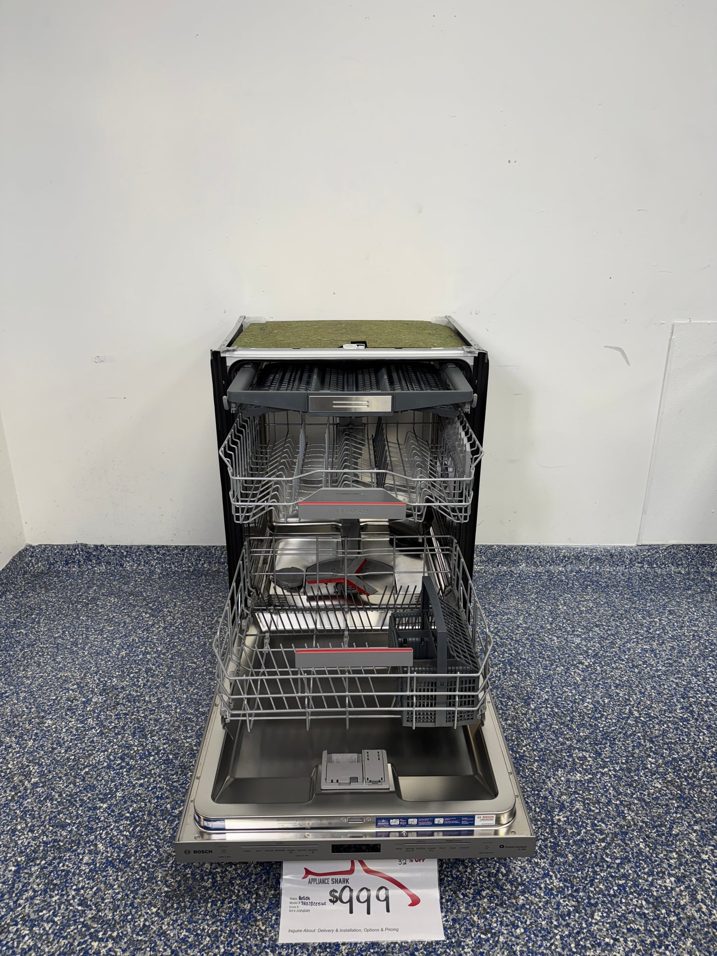 SHX78CC5UC BOSCH Dishwasher with 3rd Rack, 42 dBA, Large Capacity, Smart Wi-Fi, Rackmatic and Flexspace Tines, Easyglide Rack System, and PowerControl Spray Arm, which Enhances PrecisionWash, at the BEST Discount Appliance Store in Kansas City Metro.