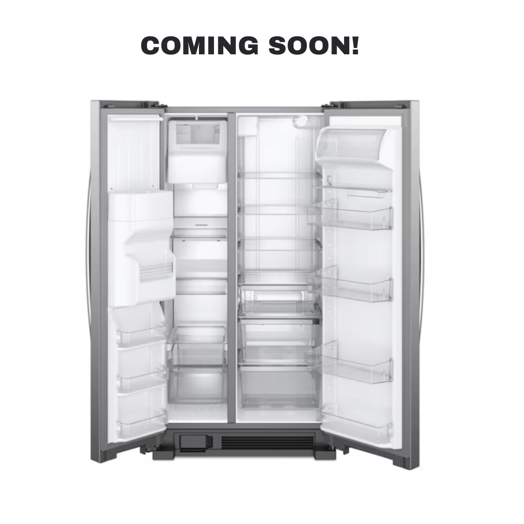 Scratch and dent WHIRLPOOL stainless steel side-by-side refrigerator from Appliance Shark, Overland Park’s best discount appliance store.