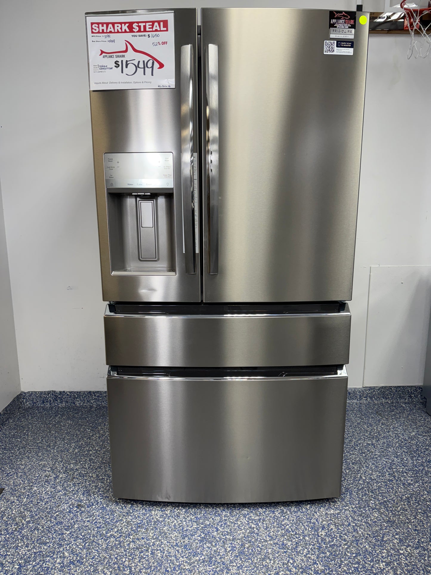 GRMS2773AF | 26.3 Cu.Ft. FRIGIDAIRE Gallery 4-Door French Door Refrigerator with Openaccess Door Makes it Easy to Reach up to 75% of Your Food with Only One Door Open, External Water and Ice Dispenser, and Fingerprint Resistant Exterior at the Best Discount Appliance Store in Kansas City Area