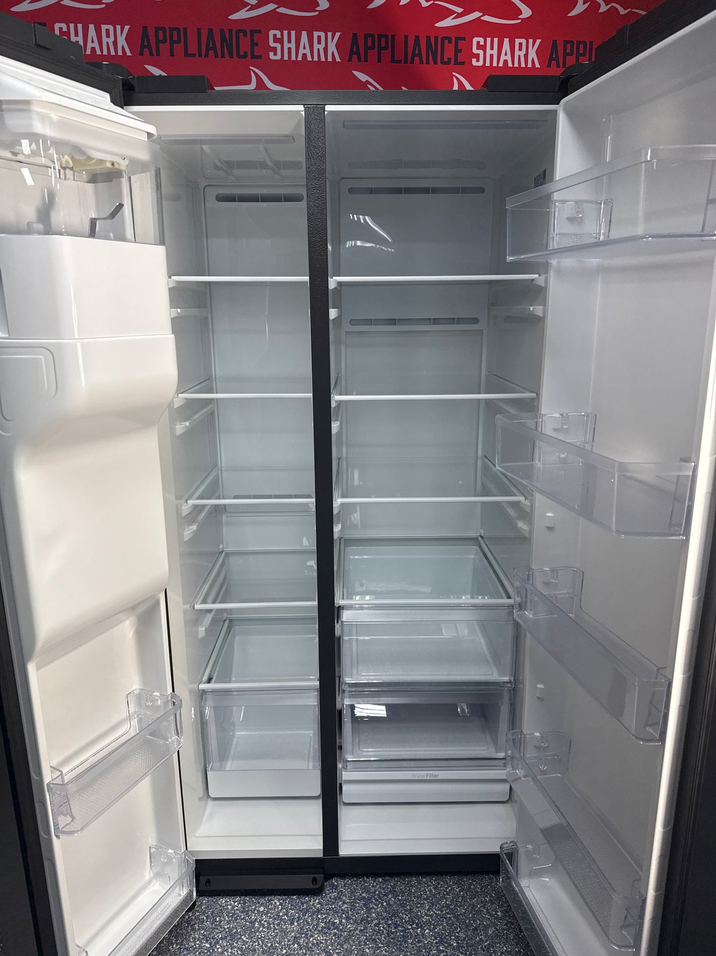 Scratch-dent GE side-by-side refrigerators at Appliance Shark. Kansas City's best scratch-dent appliance store.