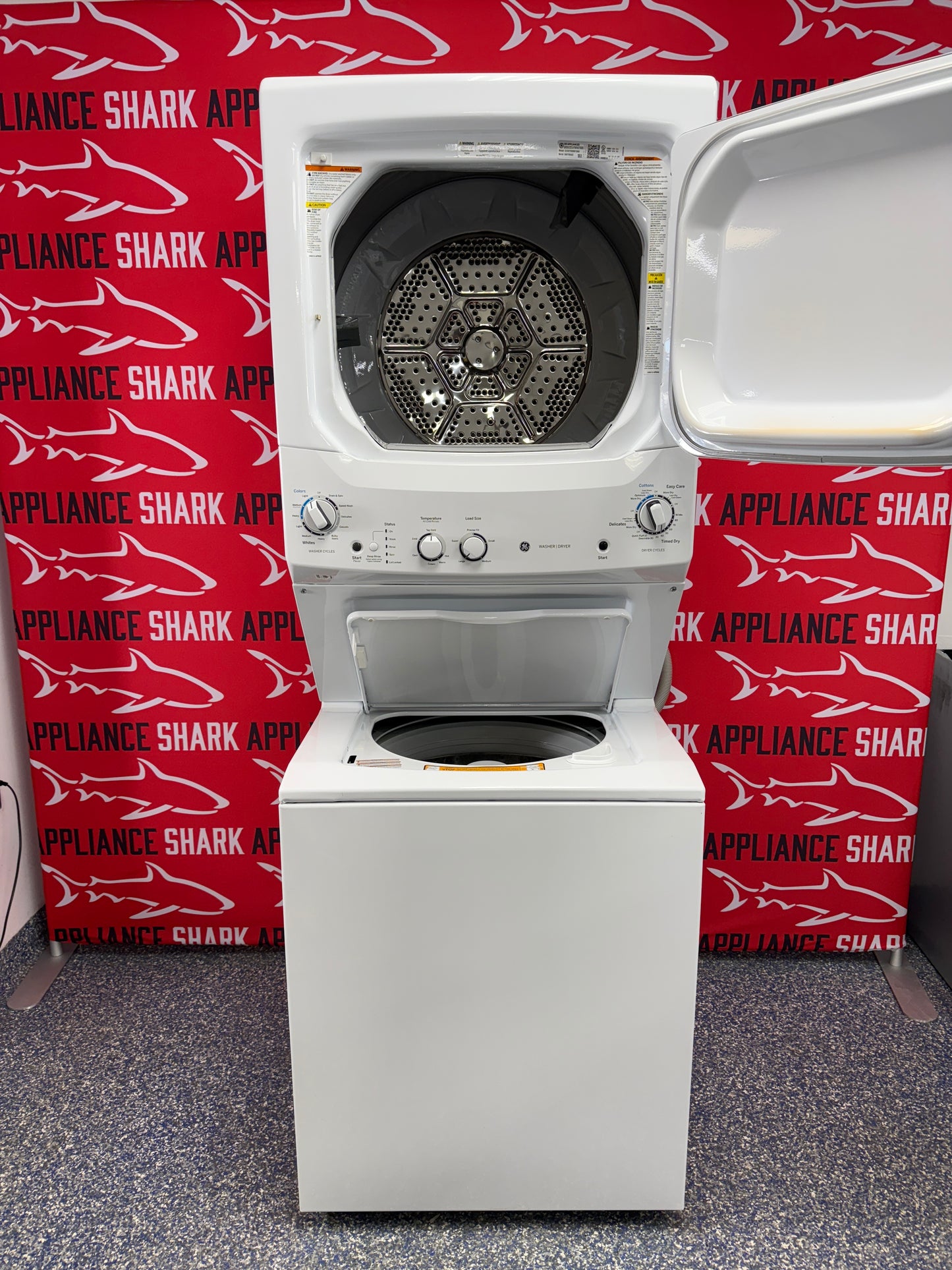 Shop a discount GE electric stacked laundry center at Appliance Shark in Overland Park, KS.