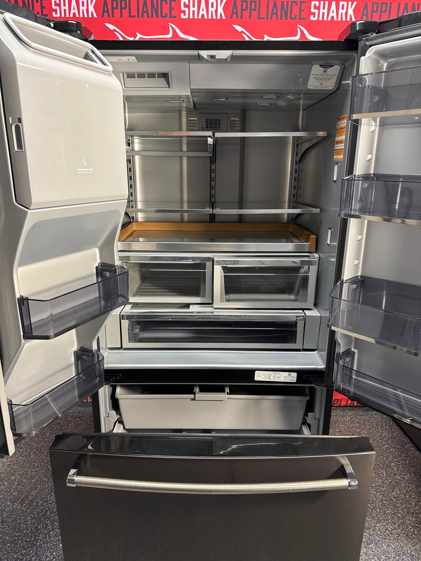 Scratch-dent KitchenAid french door refrigerator at Appliance Shark. Kansas City's best scratch-dent appliance store.