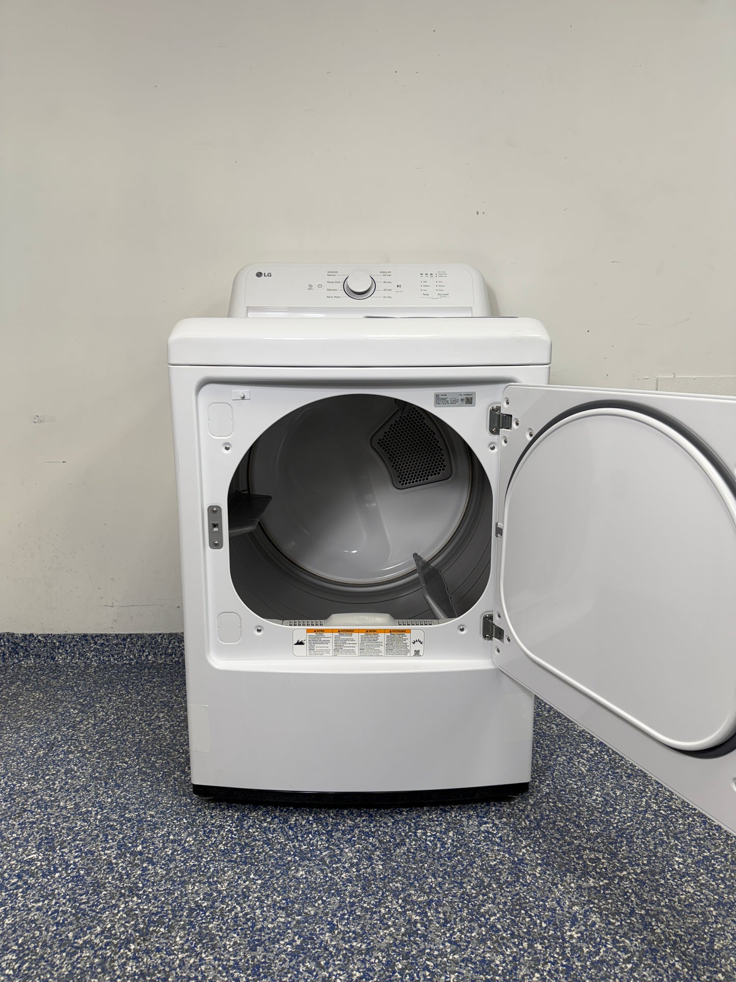 DLE6100W | 7.3 Cu.Ft. LG Electric Dryer with LoDecibel Quiet Operation, FlowSense Duct Clogging and Lint Filter Indicators at Appliance Shark Discount Appliance Store in Overland Park, Kansas