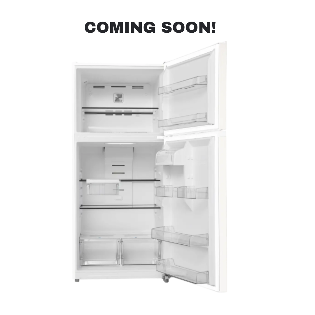 MIDEA MRT18D3BWW top freezer refrigerator angled view in Overland Park Kansas City