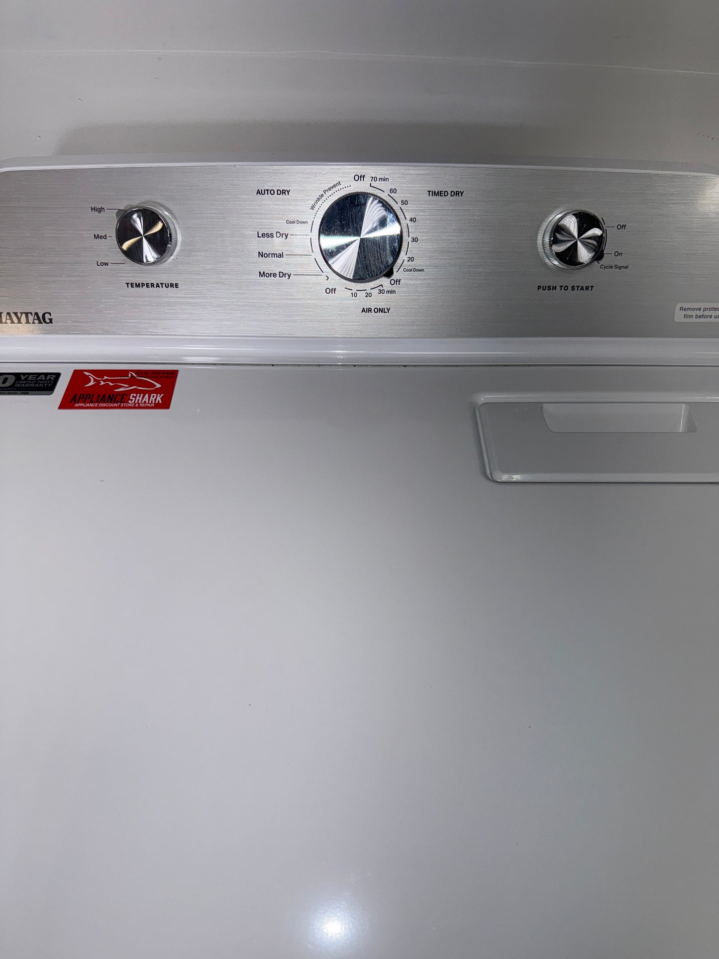 MED4500MW MAYTAG Electric Dryer Control Panel with Wrinkle Prevent and Dial Controls at Appliance Shark in Overland Park, Kansas