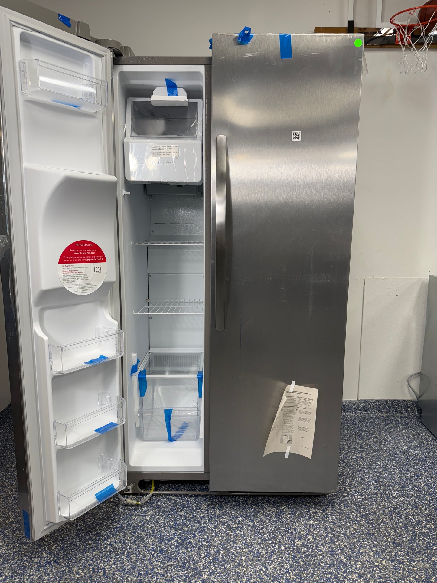 25.6 Cu.Ft. FRIGIDAIRE Side-by-Side Refrigerator with Automatic Defrost, LED Lighting, and Freezer Ice Maker at Appliance Shark Discount Appliance Store in Overland Park, Kansas