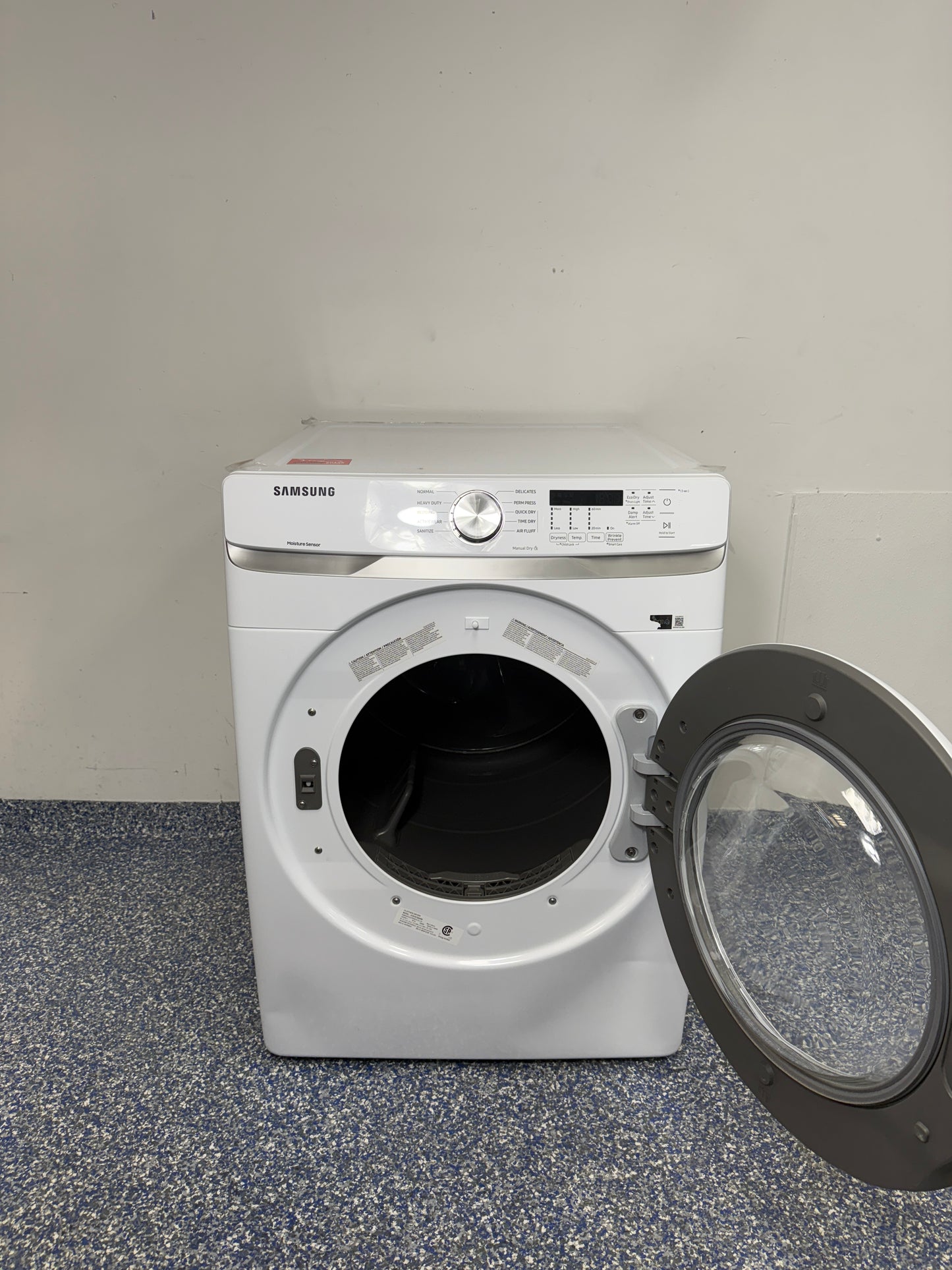 DVE45T6000W | 7.5 Cu.Ft. SAMSUNG Stackable Electric Dryer with Large Capacity, Reversible Window Door, Interior Light, and Lint Filter Indicator at the Best Factory Direct Discount Appliance Store in KC Area