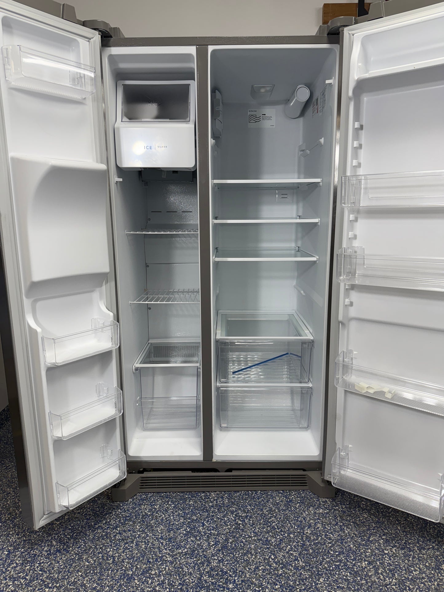 FRSS2623AS 25.6 Cu.Ft. FRIGIDAIRE Side-by-Side Refrigerator with Eventemp Cooling System, Large Capacity with In-Door Storage, and LED Lighting at the Best Factory Direct Discount Appliance Store in KC Area