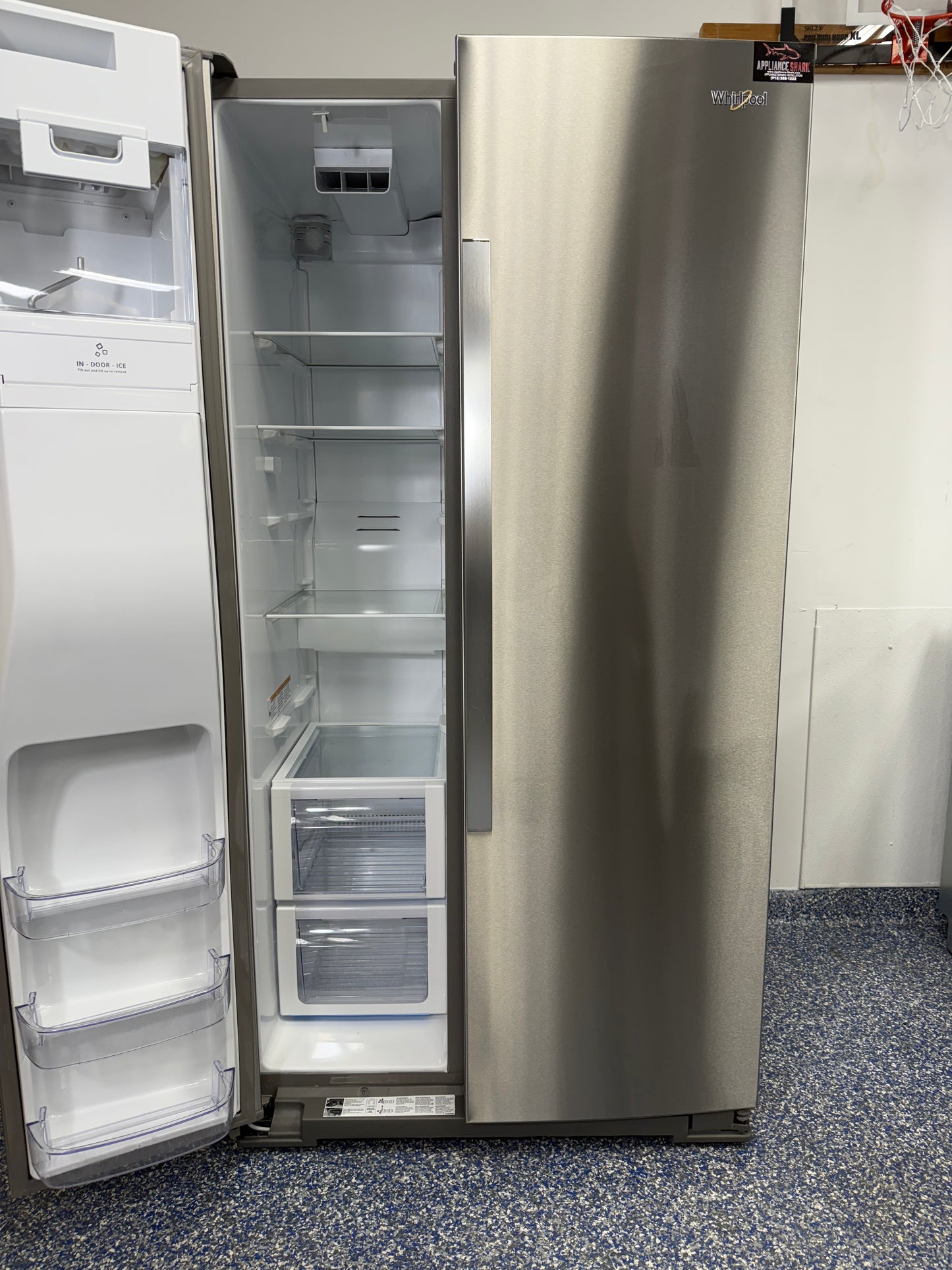 WRS588FIHZ | 28.4 Cu.Ft. WHIRLPOOL Side-by-Side Refrigerator with In Door Ice, Electronic Controls, and Automatic Defrost at Appliance Shark Scratch and Dent Store in Overland Park, Kansas