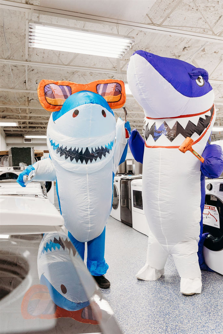 Meet Appliance Shark Mascots - Dealio & Dinero