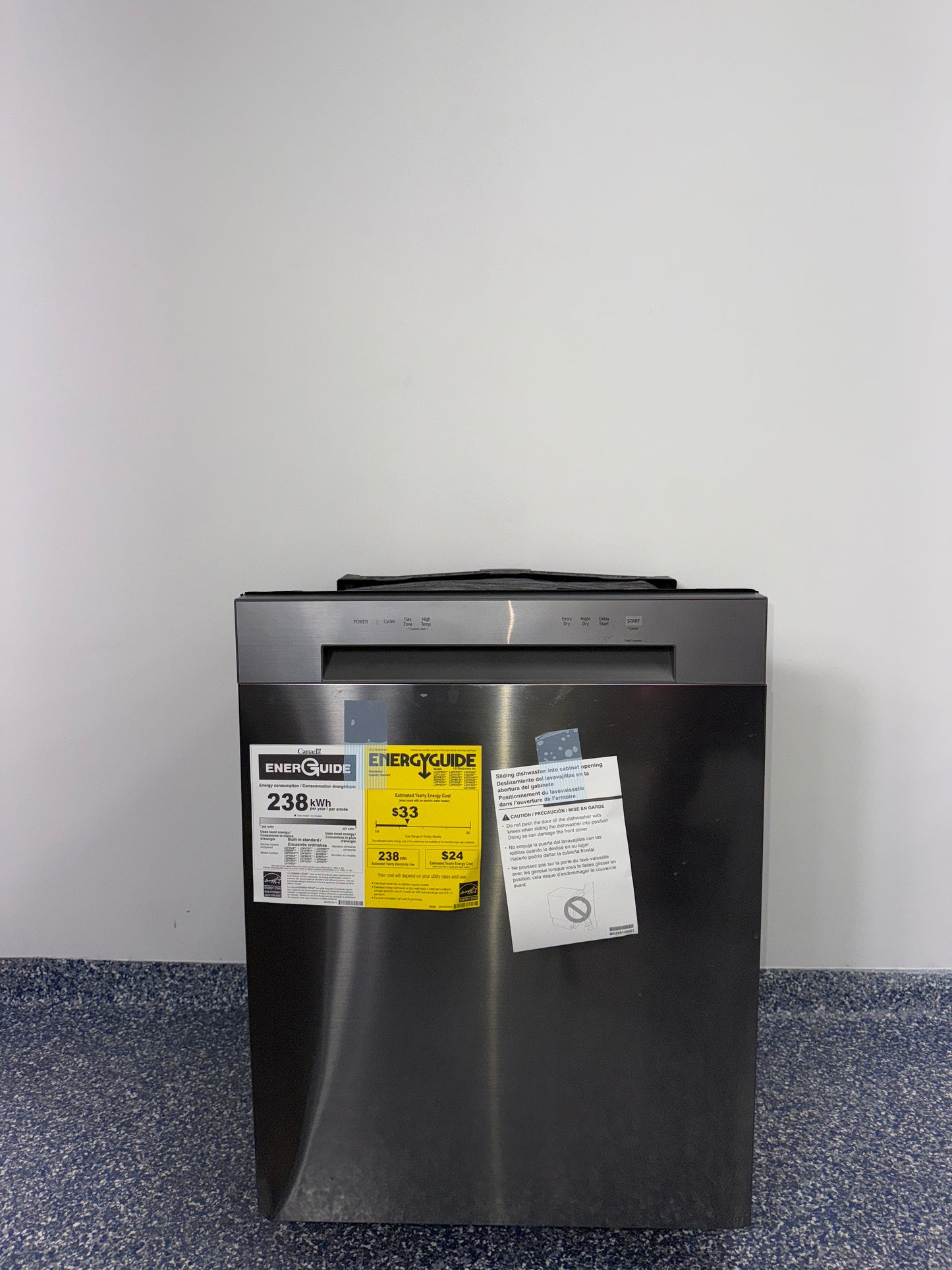 LG LDFC2423W front control dishwasher in white, scratch and dent special at Appliance Shark in Kansas City.
