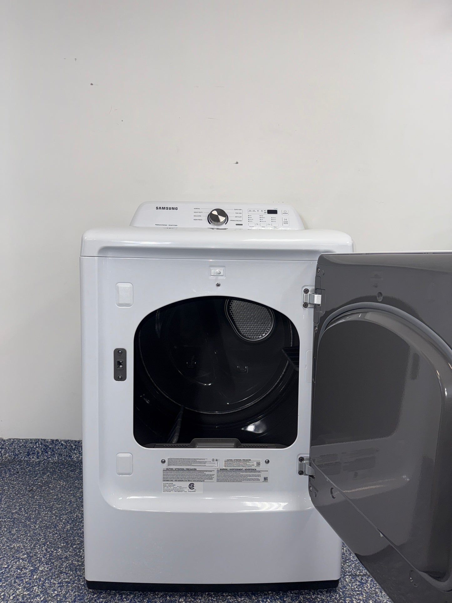 The SAMSUNG gas dryer, model DVG45T3200W, featuring the Wrinkle Prevent Option, available at Appliance Shark.