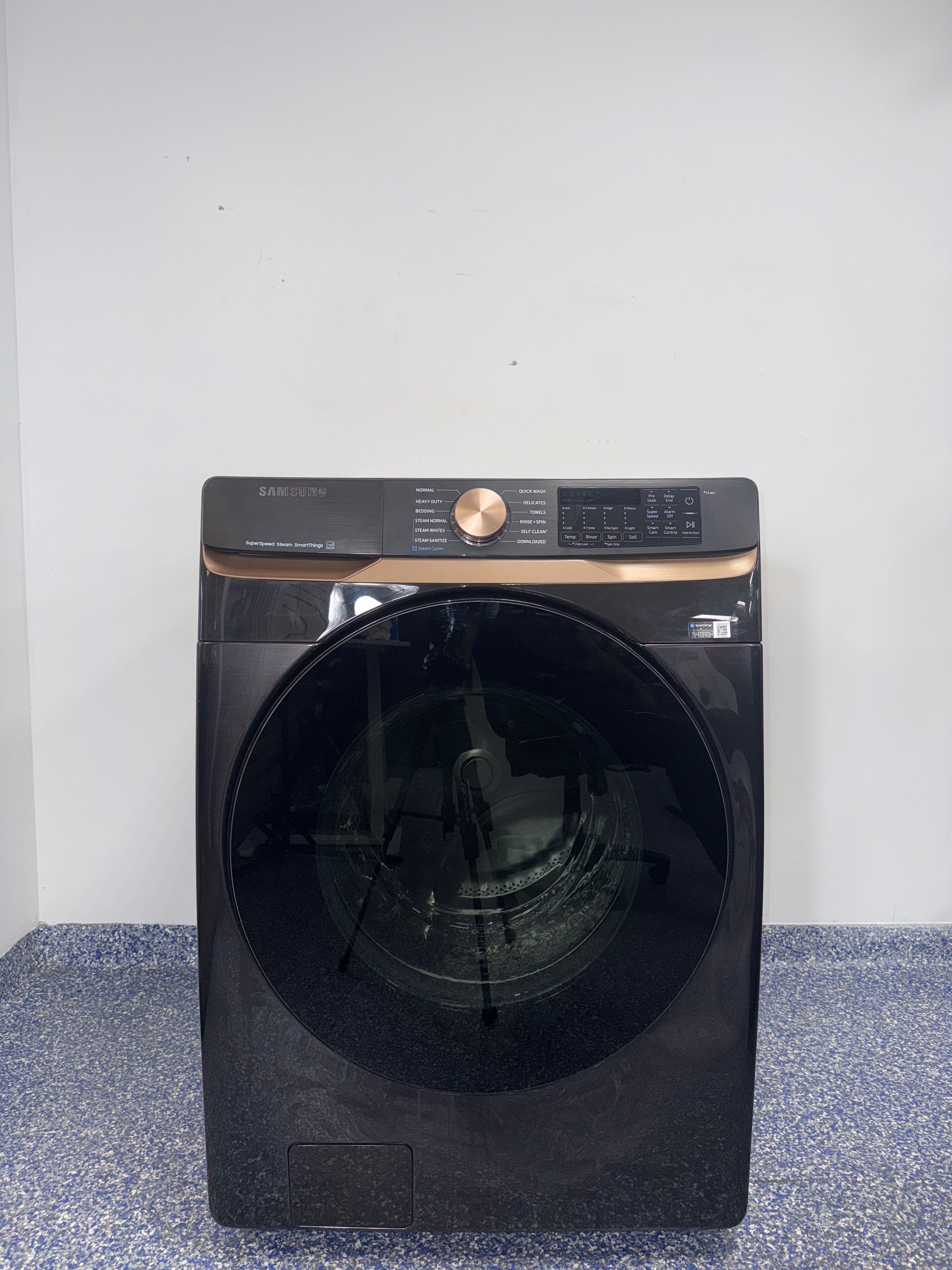 A close-up view of the interior of the SAMSUNG WF50BG8300AVUS washer, showcasing its Self Clean+ feature, perfect for an Overland Park, KS home.