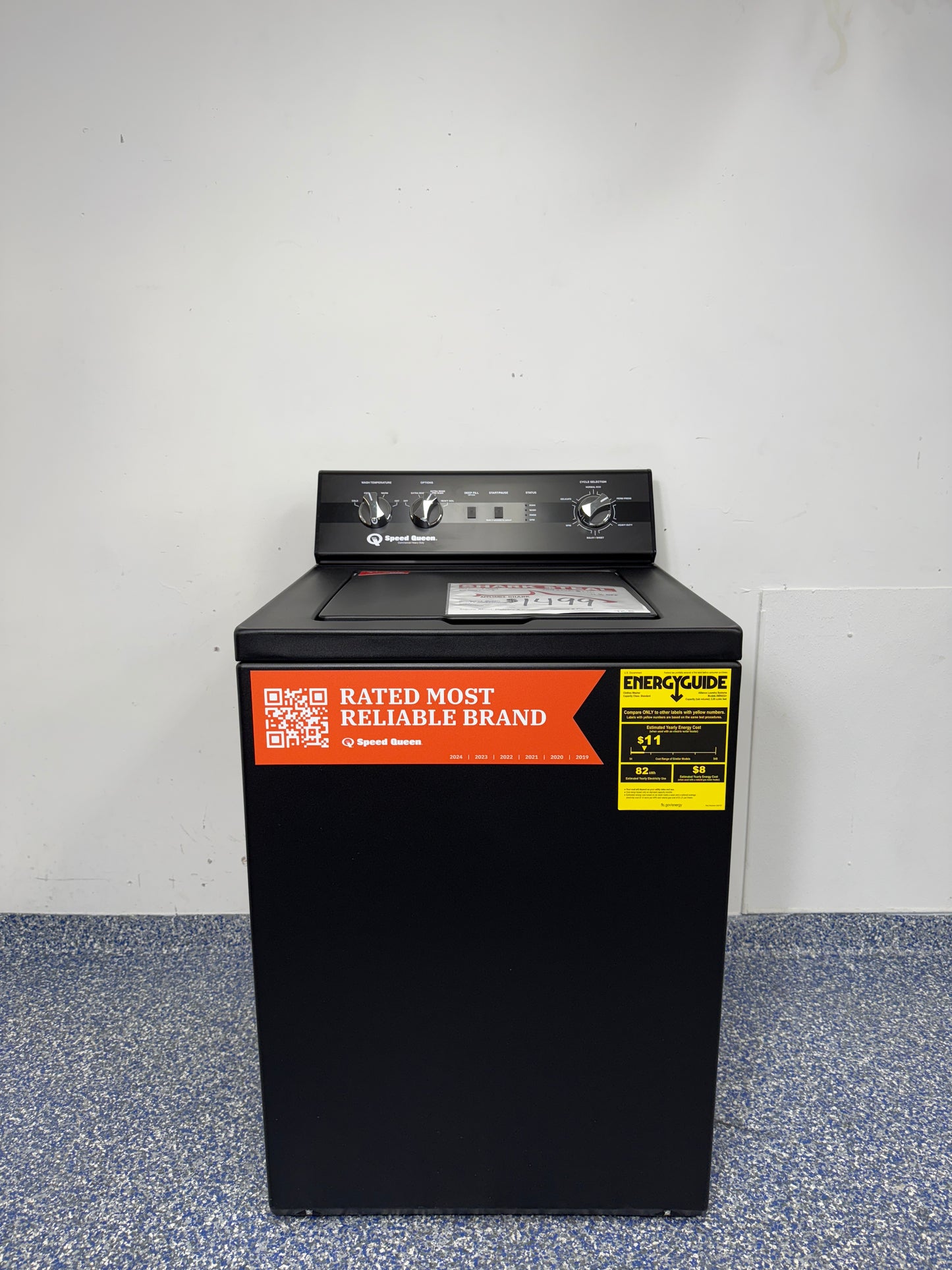 Speed Queen TC5 3.2 cu ft black top load washer (TC5003BN) front view at Appliance Shark
