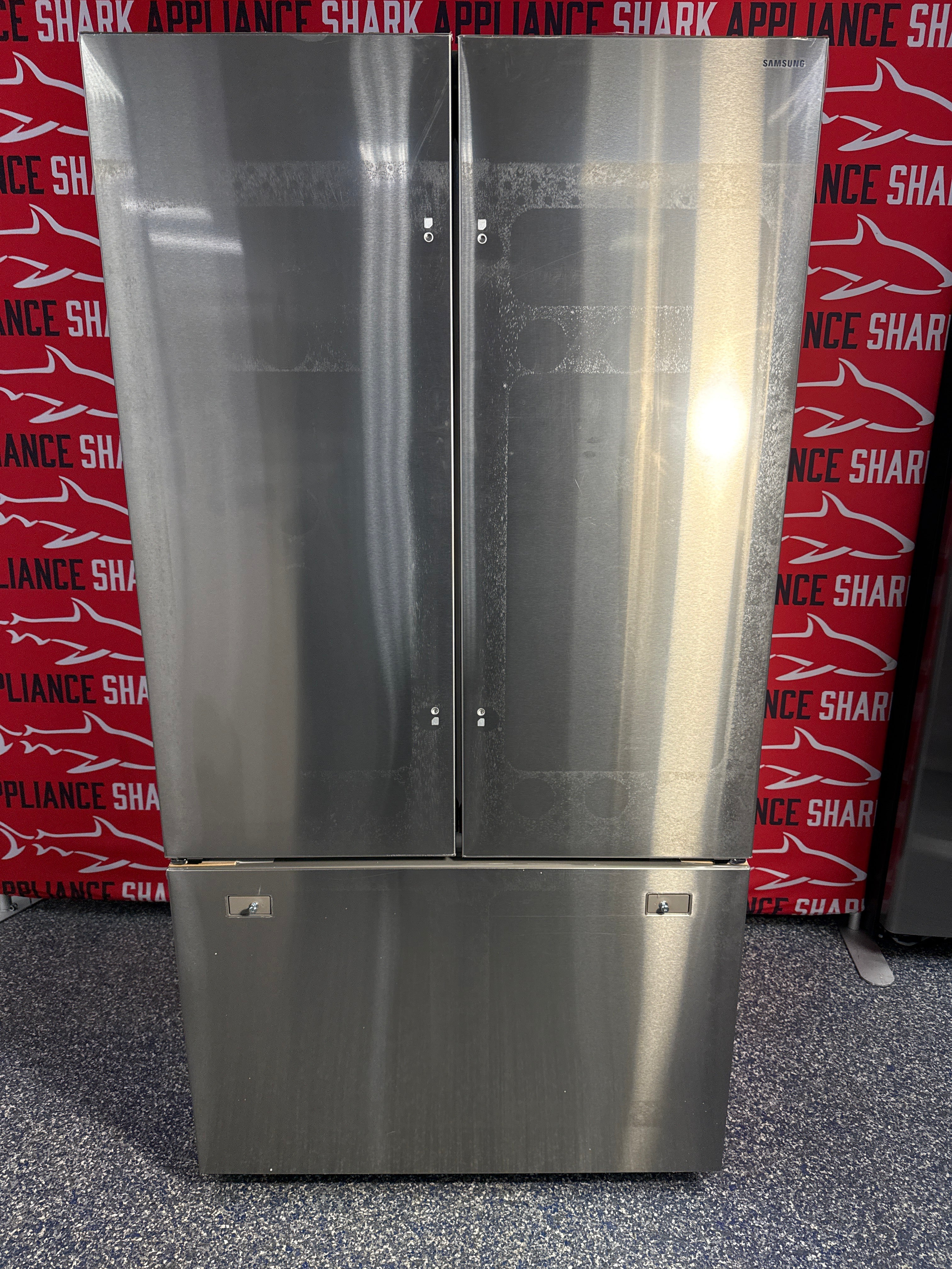 SAMSUNG Bespoke AI 29.5 cu. ft. Standard Depth 3-Door French Door Refrigerator with Zero Clearance Fit and In-Door Tall Water Dispenser 36" - RF70H30KER