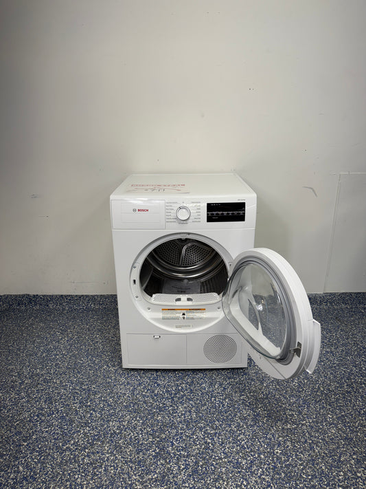 WTG86403UC | 3.9 Cu.Ft. BOSCH 300 Series Electric Dryer is Stackable  with Time Program Cold/Warm, and AutoDry Cycles, and Needs a Plug Adapter, Available at the Best Scratch and Dent Appliance Store in Kansas City Area