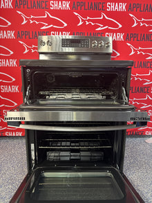 GE 30-in 5-Element 6.6 Cu. Ft. Freestanding Electric Double Oven Convection Range with No-Preheat Air Fry - JBS86SPSS