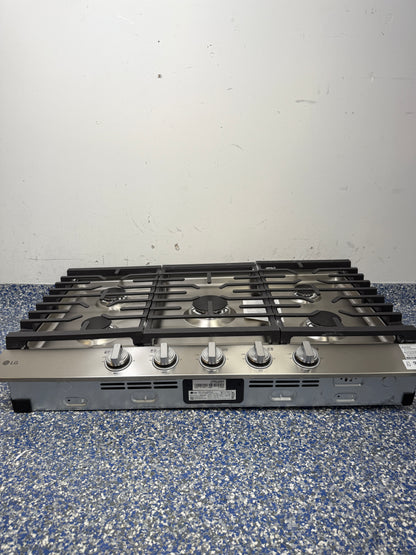 30 In. LG Built-In Cooktop with Cast Iron Grates, Propane Convertible, and Stainless Steel Cooktop at Appliance Shark Scratch and Dent Appliance Store in Overland Park, Kansas