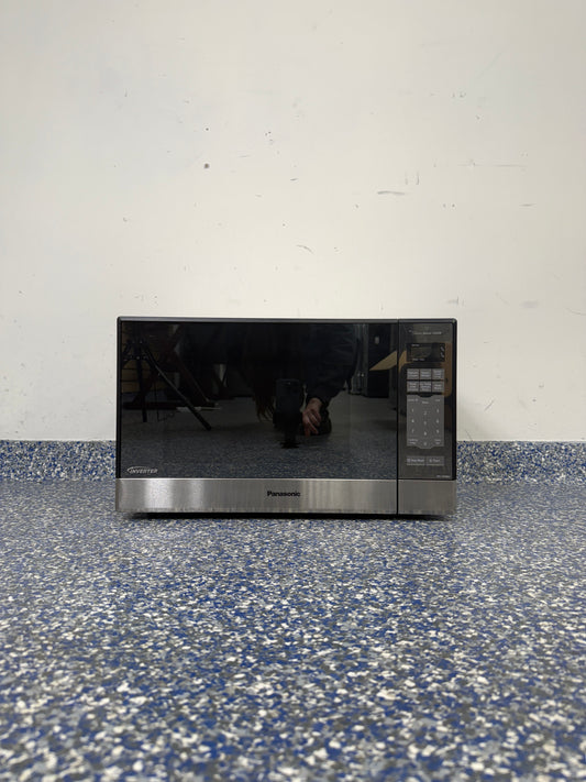 1.2 Cu.Ft PANASONIC Microwave with Fingerprint Resistant Stainless Steel Exterior and Black Frame at Appliance Shark Discount Appliance Store in Overland Park Kansas