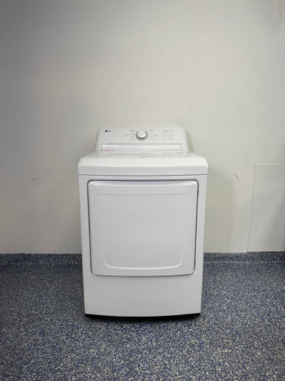 DLE6100W | 7.3 Cu.Ft. LG Electric Dryer with 5 Cycles, LoDecibel Quiet Operation, Reversible Door, and FlowSense Duct Clogging & Lint Filter Indicators at the Best Scratch and Dent Appliance Store in KC Area