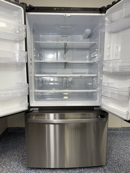 GNE27JYMXFS | 27.0 Cu.Ft. GE French Door Refrigerator with Internal Water Dispenser, Glass Shelves with Quick Space Shelf, and Adjustable In-Door Storage at the Best Discount Appliance Store in Kansas City Area