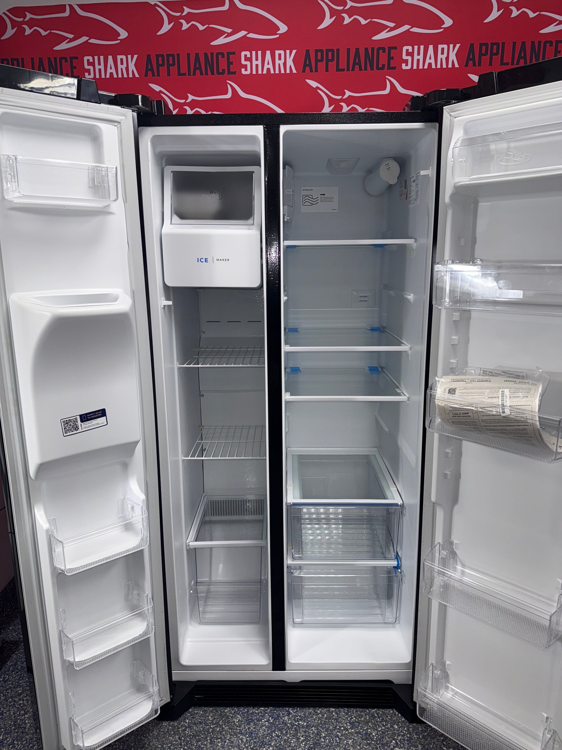 Affordable FRIGIDAIRE side-by-side refrigerator at Appliance Shark. Kansas City’s best appliance store.