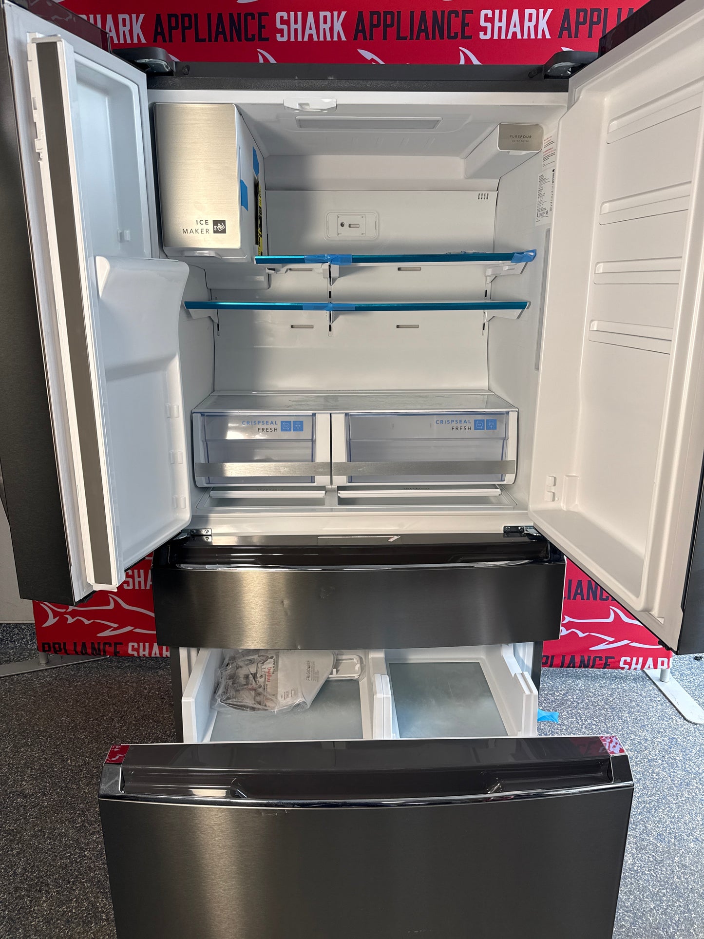 Scratch-dent FRIGIDAIRE Gallery French door refrigerator at Appliance Shark. Kansas City's best scratch-dent appliance store.