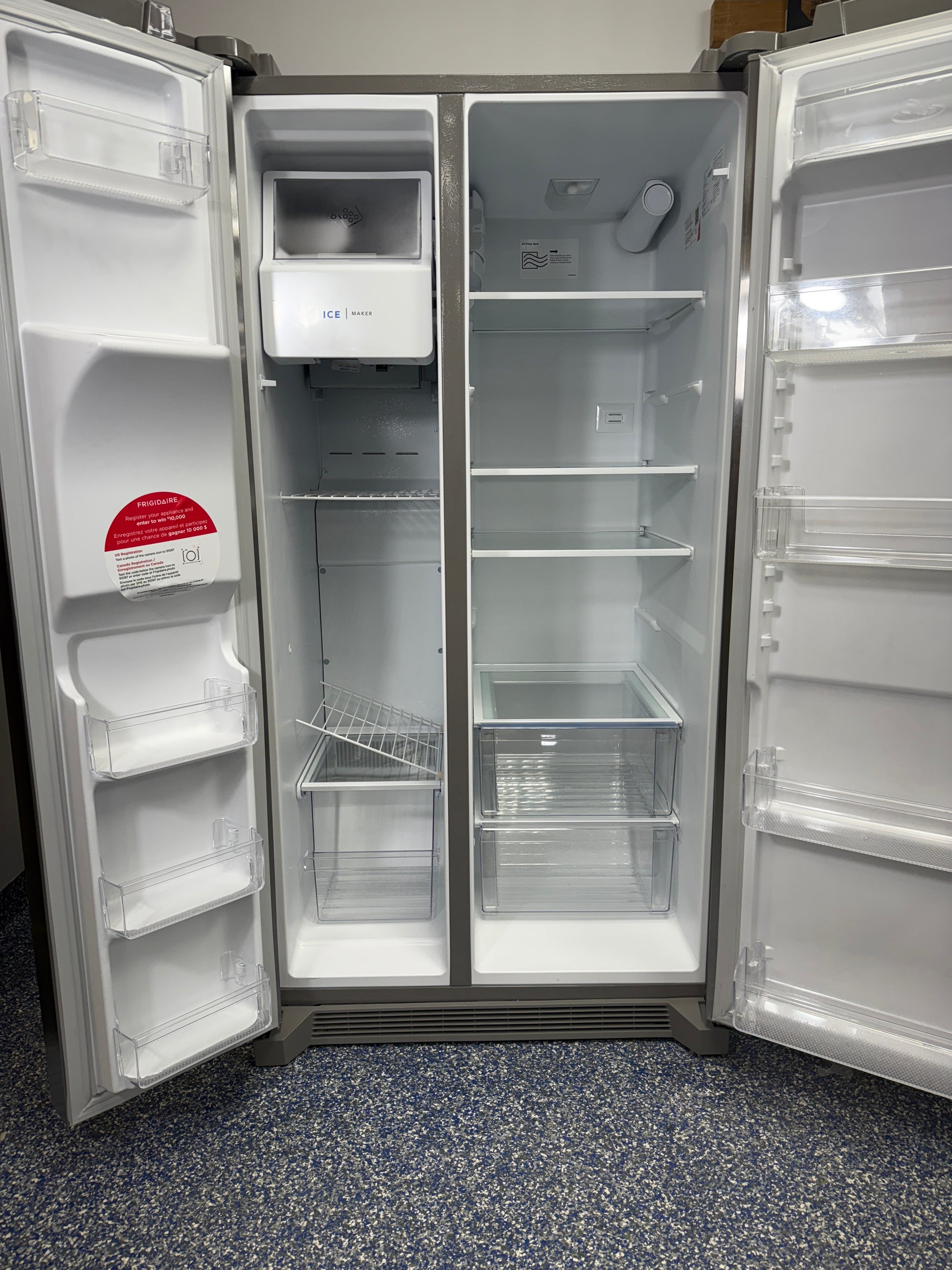 25.6 Cu.Ft. FRIGIDAIRE Side-by-Side Refrigerator with Ice Maker, Eventemp Cooling System, and Large Capacity at Appliance Shark Discount Appliance Store in Overland Park, Johnson County, Kansas