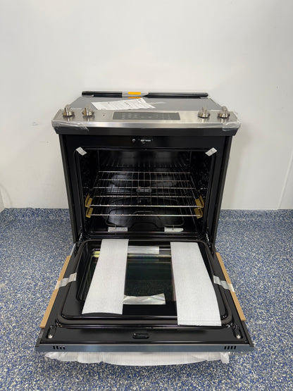 GE Slide-In Electric Range with Dual-Element Bake and a Smooth Cooktop at the Best Scratch and Dent Discount Appliance Store in the Kansas City Metro