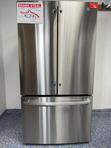 27.0 Cu.Ft. GE French Door Refrigerator with Internal Water Dispenser, Adaptive Defrost, Turbo Cool & Turbo Freeze, and Quick Space Shelf at the Best Scratch and Dent Appliance Store in KC Metro
