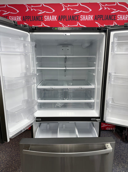 Scratch-dent GE French door refrigerator at Appliance Shark. Kansas City’s best appliance store.