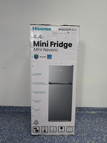 4.4 Cu.Ft.  HISENSE Mini Fridge with Top Freezer, Adjustable Legs, 2L Beverage Storage, 3 Shelves and a Deli Drawer, and Reversible Door at the Best Discount Appliance Store in Overland Park, Kansas
