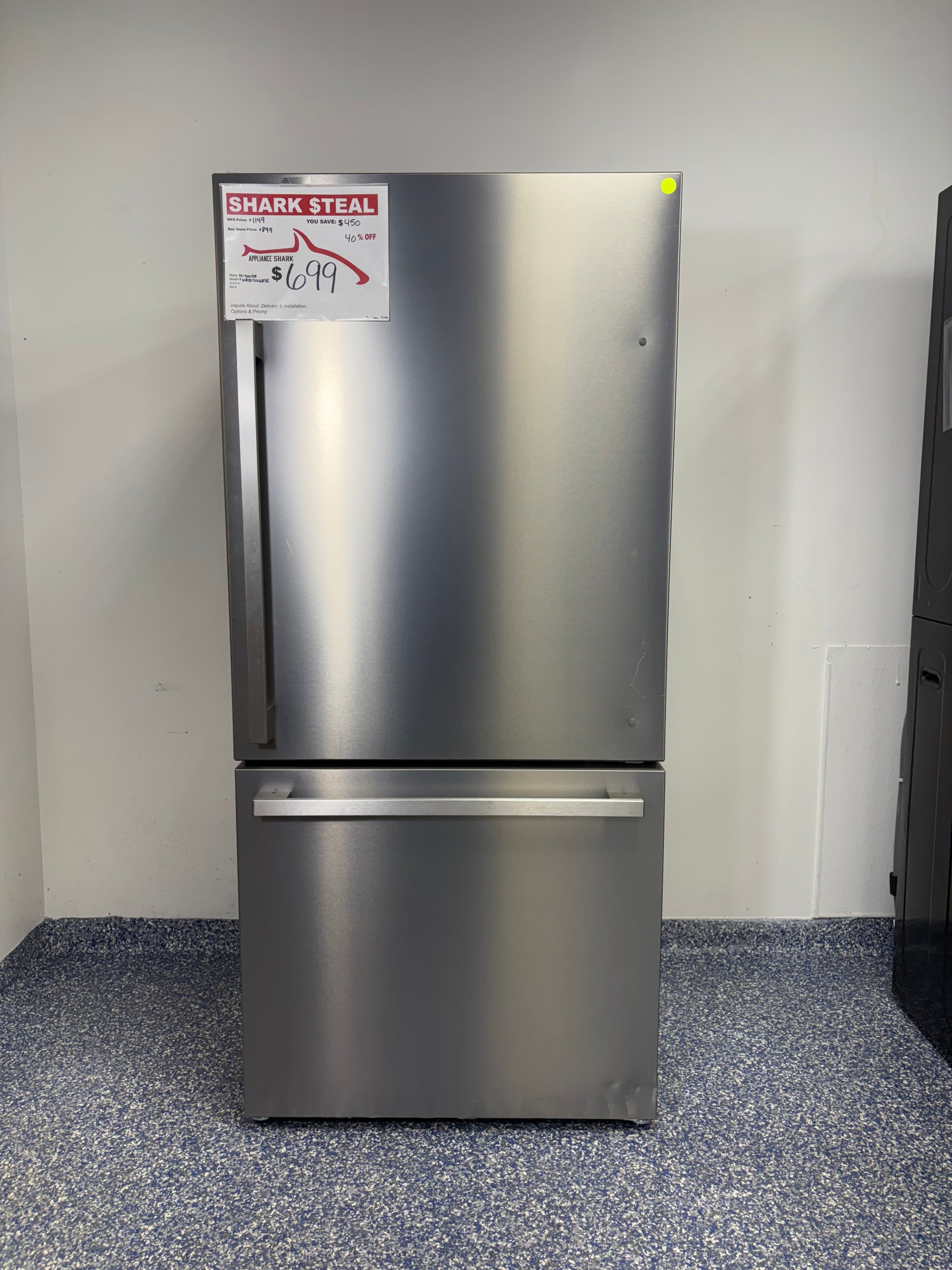 Hisense Counter Depth Bottom Freezer Refrigerator at the Best Discount Appliance Store in Kansas City Metro. 