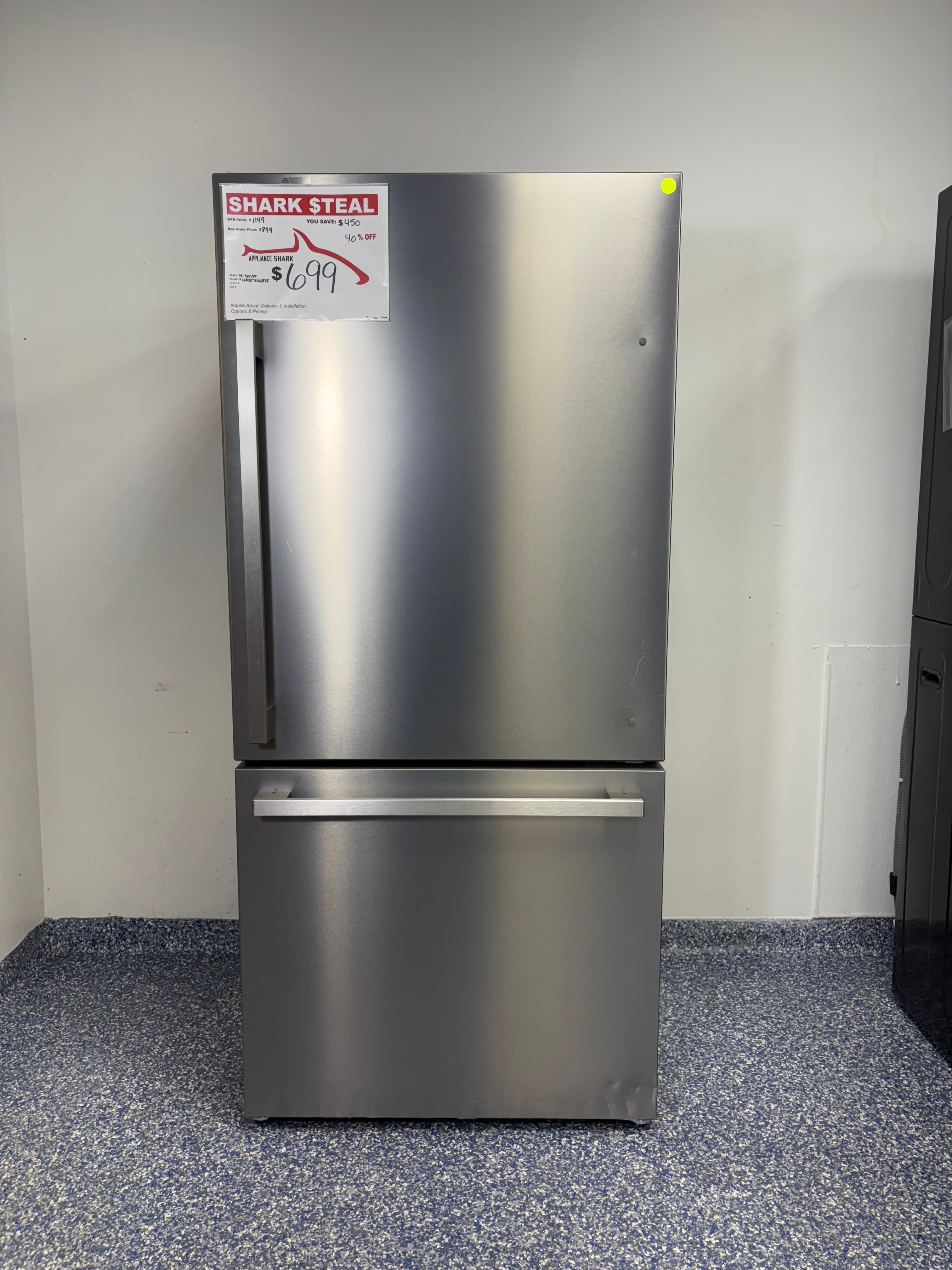 Hisense Counter Depth Bottom Freezer Refrigerator at the Best Discount Appliance Store in Kansas City Metro. 