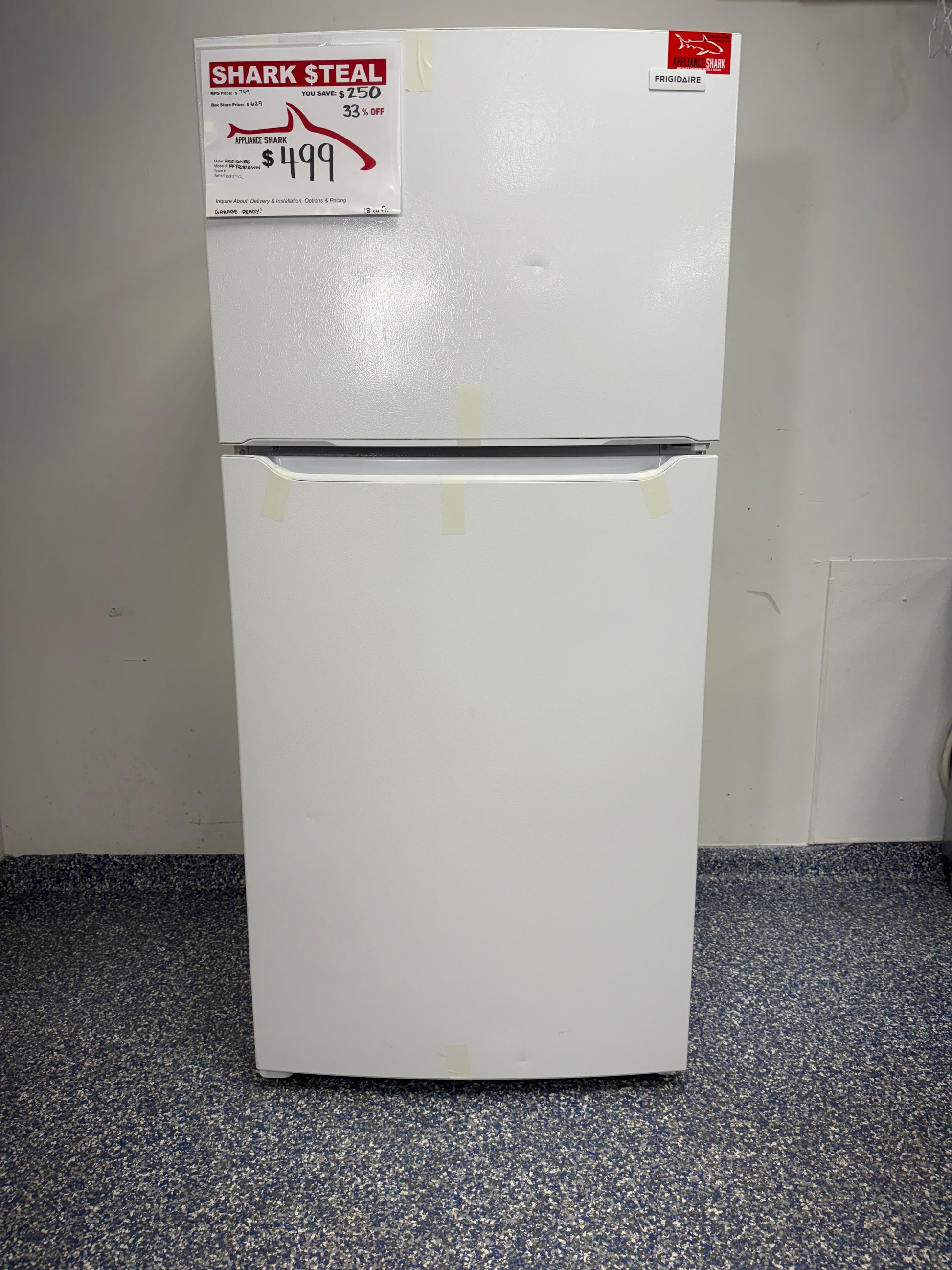 FFTR1814WW | 18.3 Cu.Ft. FRIGIDAIRE Garage-Ready Top-Freezer Refrigerator with EvenTemp Cooling System, Auto-Close Doors, and Reversible Doors at the Best Scratch and Dent Discount Appliance Store in Kansas City Metro