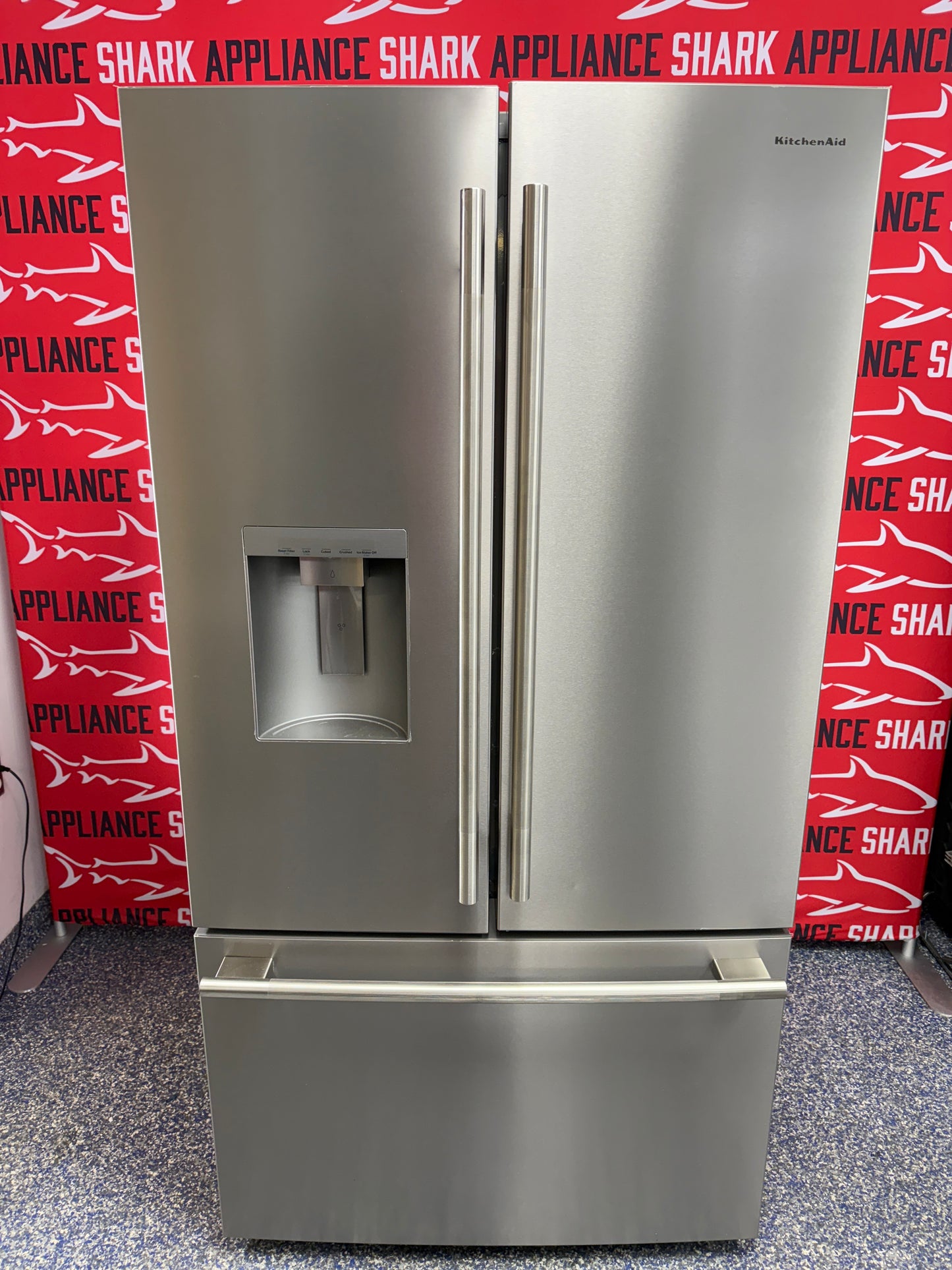 Scratch-dent KITCHENAID French door refrigerator at Appliance Shark. Kansas City’s best appliance store.