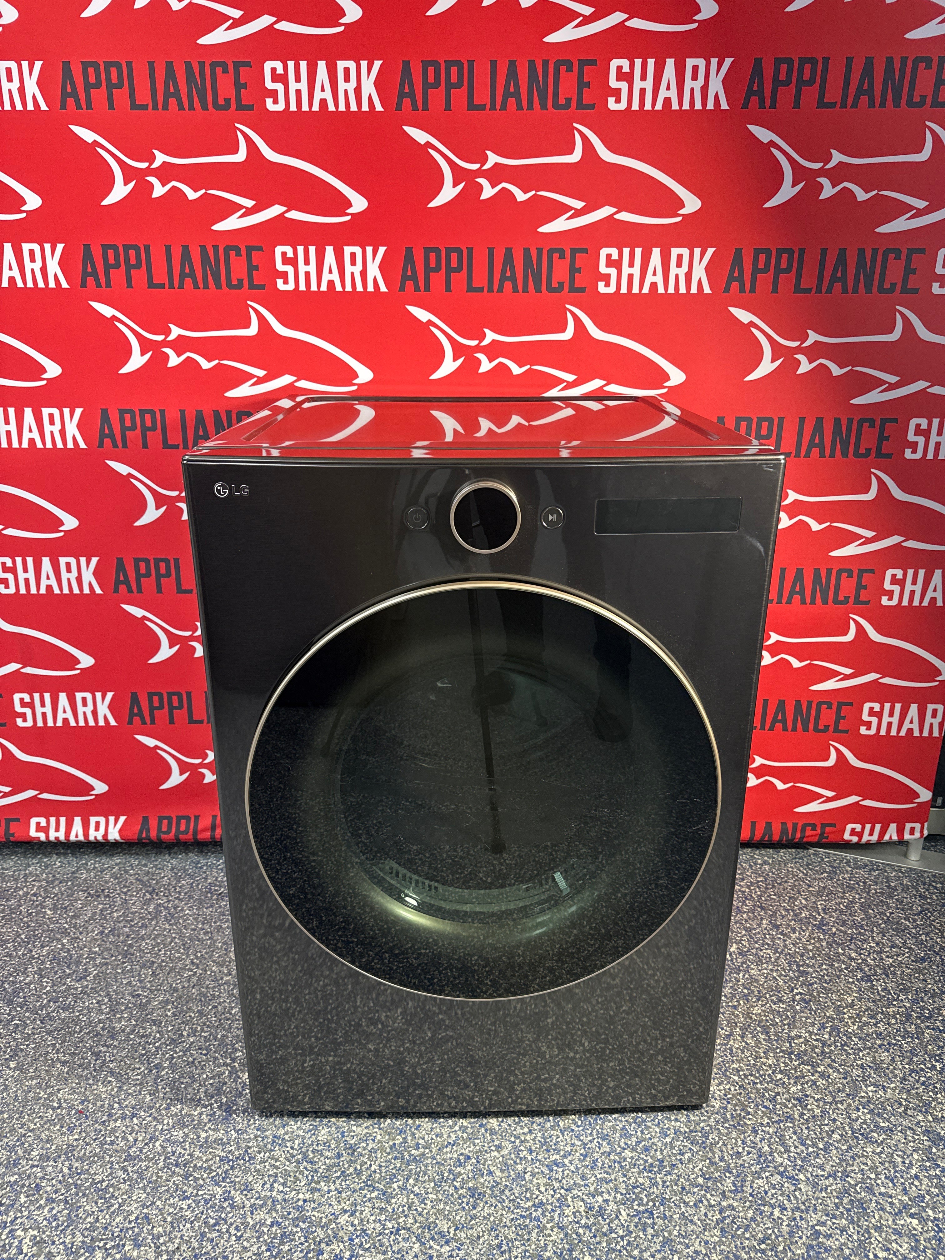 Shop this LG 7.4 cu. ft. Ultra Large Capacity Electric Dryer scratch and dent deal at Appliance Shark in Overland Park, KS.