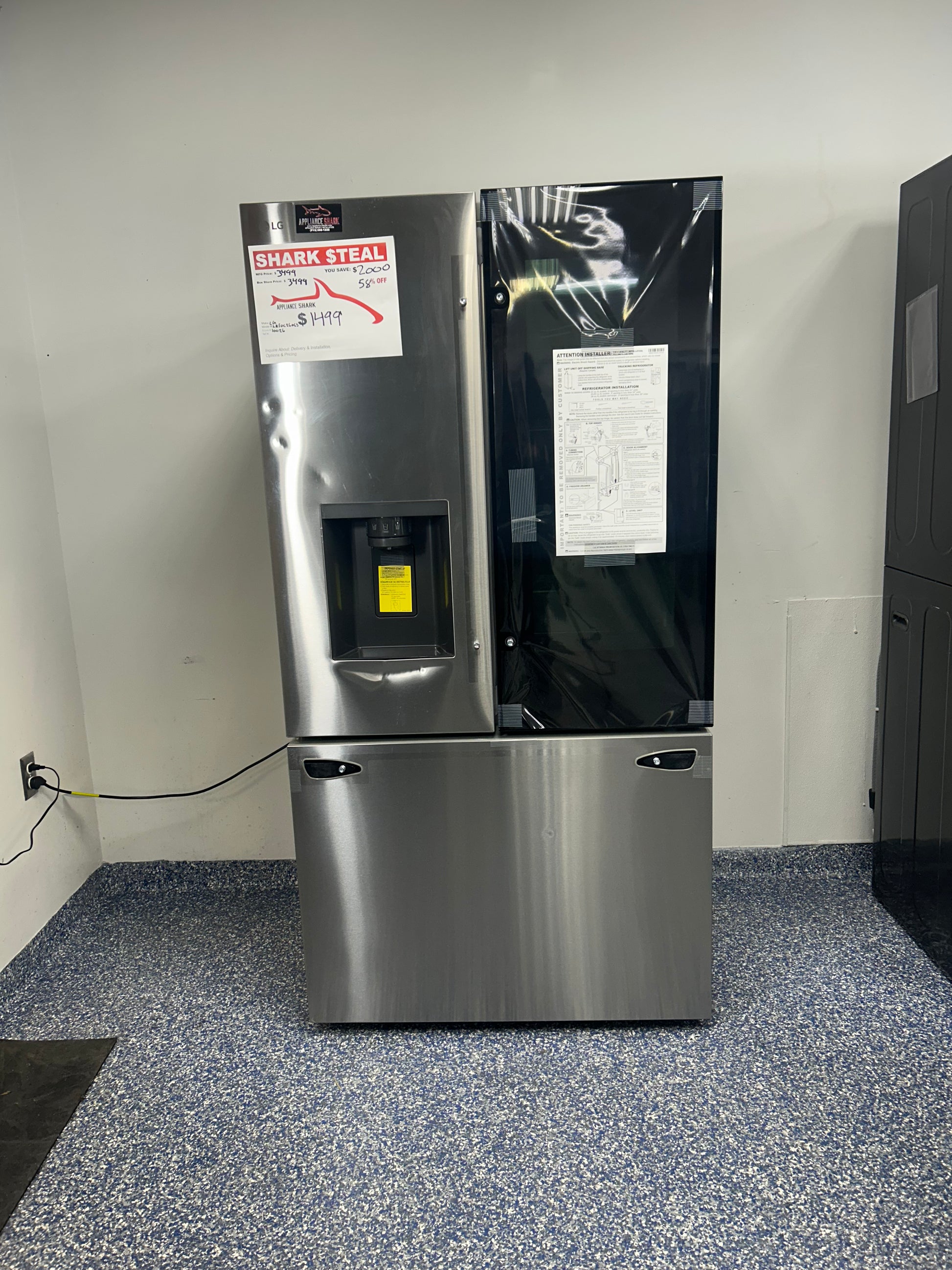 LG InstaView Refrigerator at discounted price at Appliance Shark in Overland Park