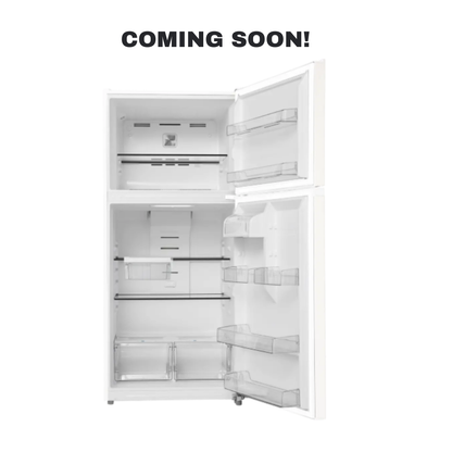 MIDEA MRT18D3BWW top freezer refrigerator angled view in Overland Park Kansas City