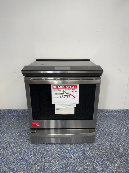 5.3 Cu.Ft. GE Profile Slide-In Electric Induction Range with  Glide Touch Controls, 5 Element Smooth Glass Cooktop, Precision Cooktop Sensor, Warming Zone, Soft-Close Storage Drawer, Hidden Bake Element, and Fingerprint Resistant Finish at the Best Discount Appliance Store in KC Area
