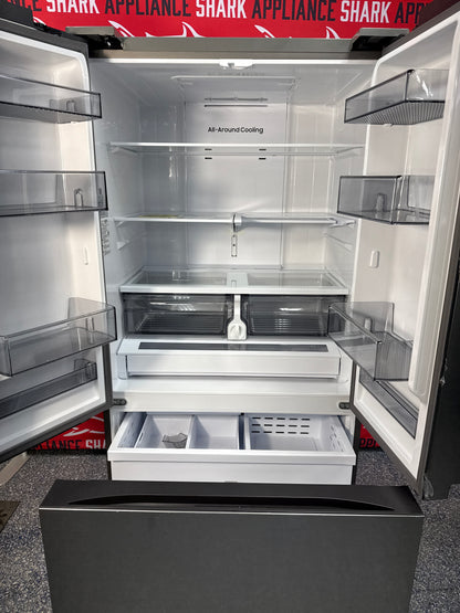 Scratch-dent SAMSUNG Mega Capacity French door refrigerator at Appliance Shark. Kansas City's best appliance store.