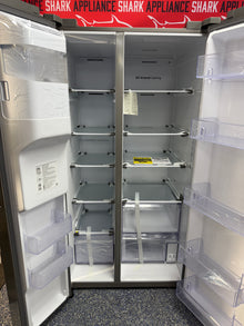 Scratch-dent SAMSUNG side by side refrigerator at Appliance Shark. Kansas City’s best appliance store.