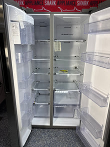 Scratch-dent SAMSUNG side by side refrigerator at Appliance Shark. Kansas City’s best appliance store.