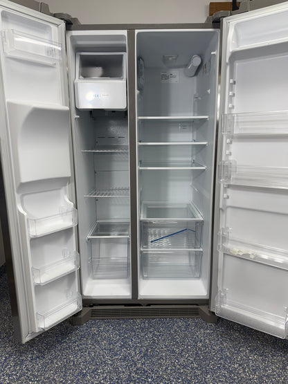 FRSS2623AS 25.6 Cu.Ft. FRIGIDAIRE Side-by-Side Refrigerator with Eventemp Cooling System, Large Capacity with In-Door Storage, and LED Lighting at the Best Factory Direct Discount Appliance Store in KC Area