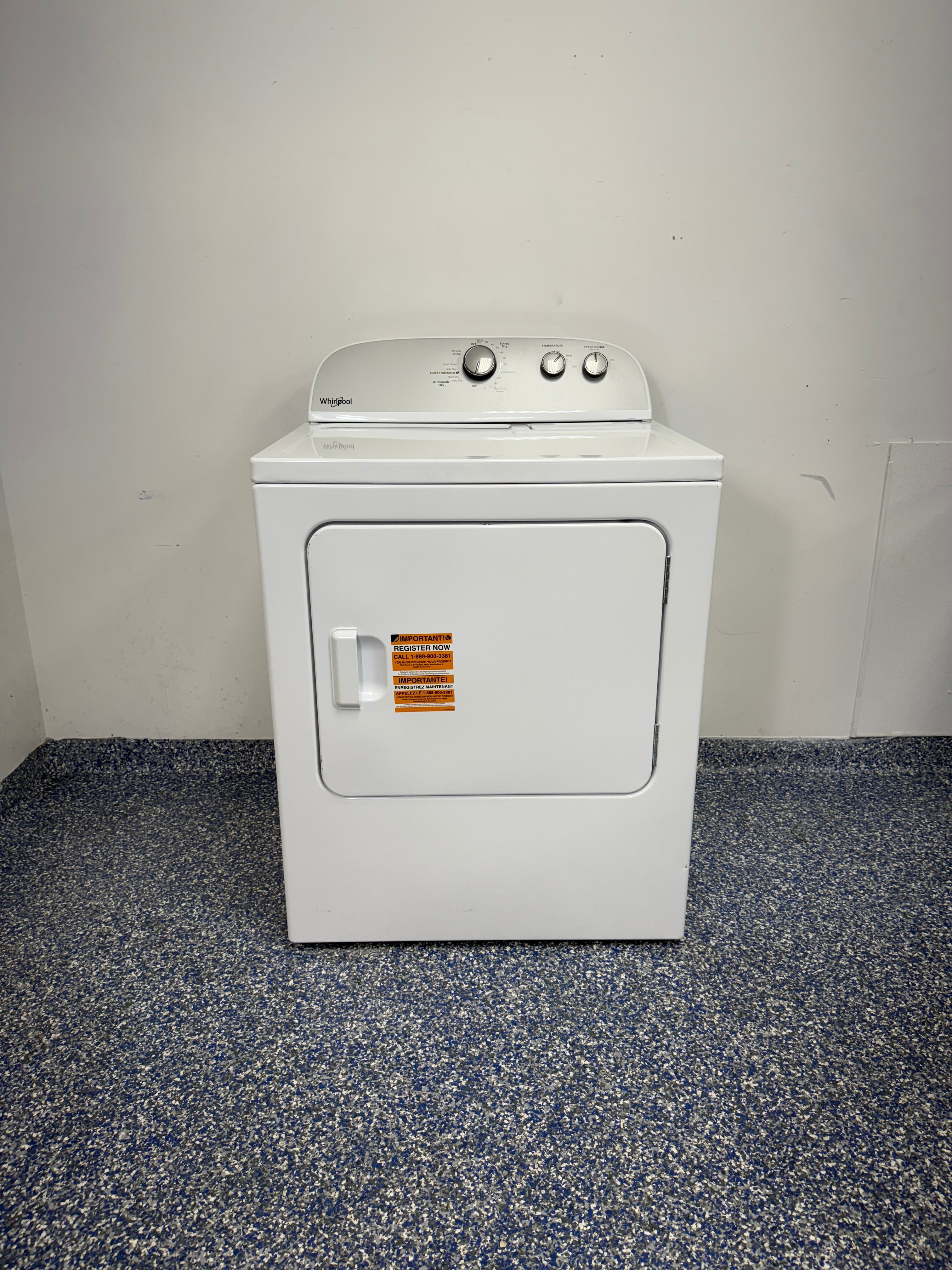 7.0 Cu.Ft. WHIRLPOOL Electric Dryer with 14 Cycles, Dial Controls, and AutoDry Moisture Sense Drying System at the Best Scratch and Dent Discount Appliance Store in KC Metro