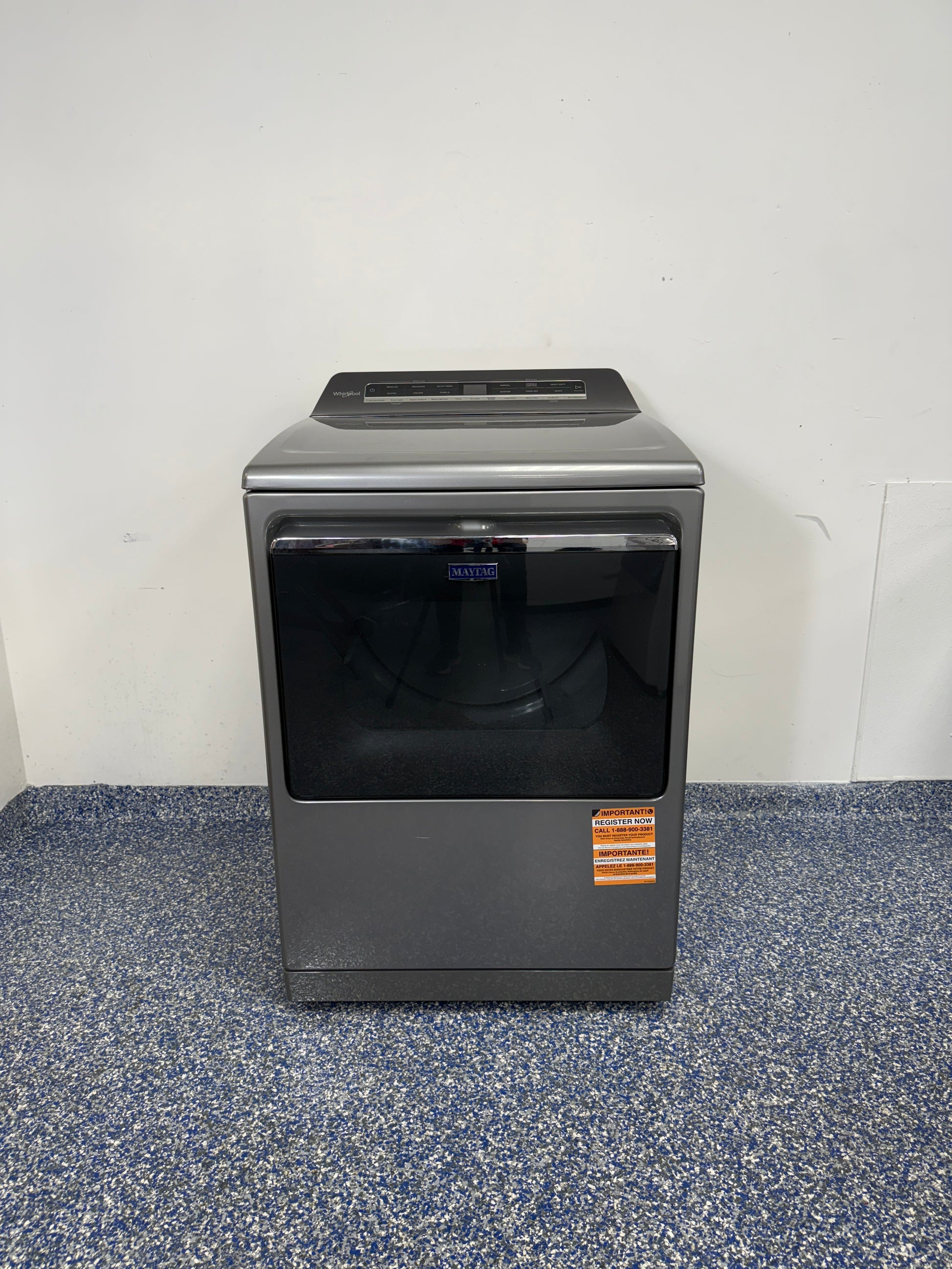 7.4 Cu.Ft. WHIRLPOOL Smart Capable Electric Dryer with Large Capacity, Moisture Sense, EcoBoost, Wrinkle Shield Plus, and Hamper Door at the Best Scratch and Dent Discount Appliance Store in KC Metro