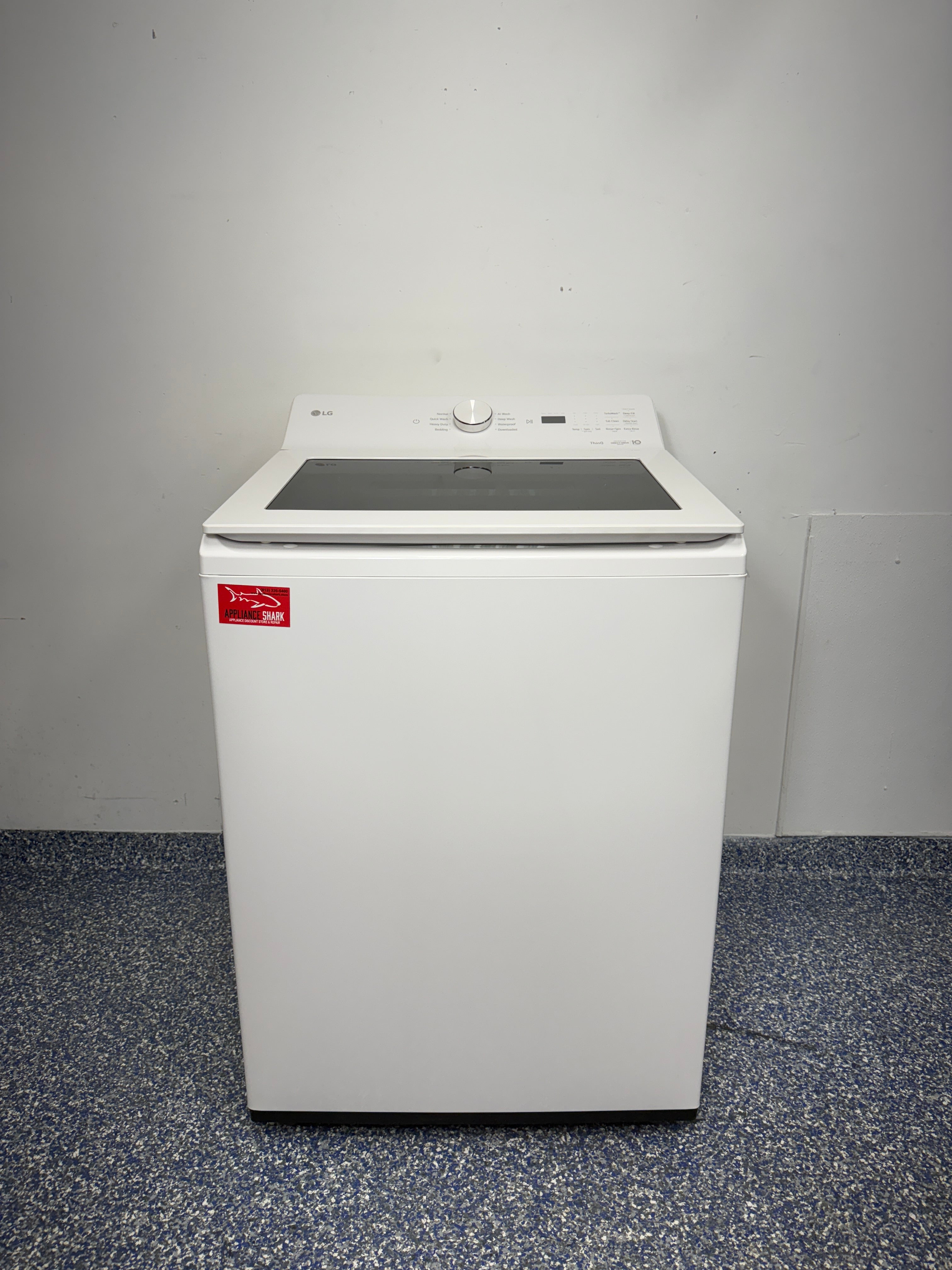 5.0 Cu.Ft. LG Smart Top Load Washer with Easy Unload, ThinQ, 8 Cycles, TubClean System, and High-Efficiency Operation at Appliance Shark Scratch and Dent Store in Overland Park, Kansas