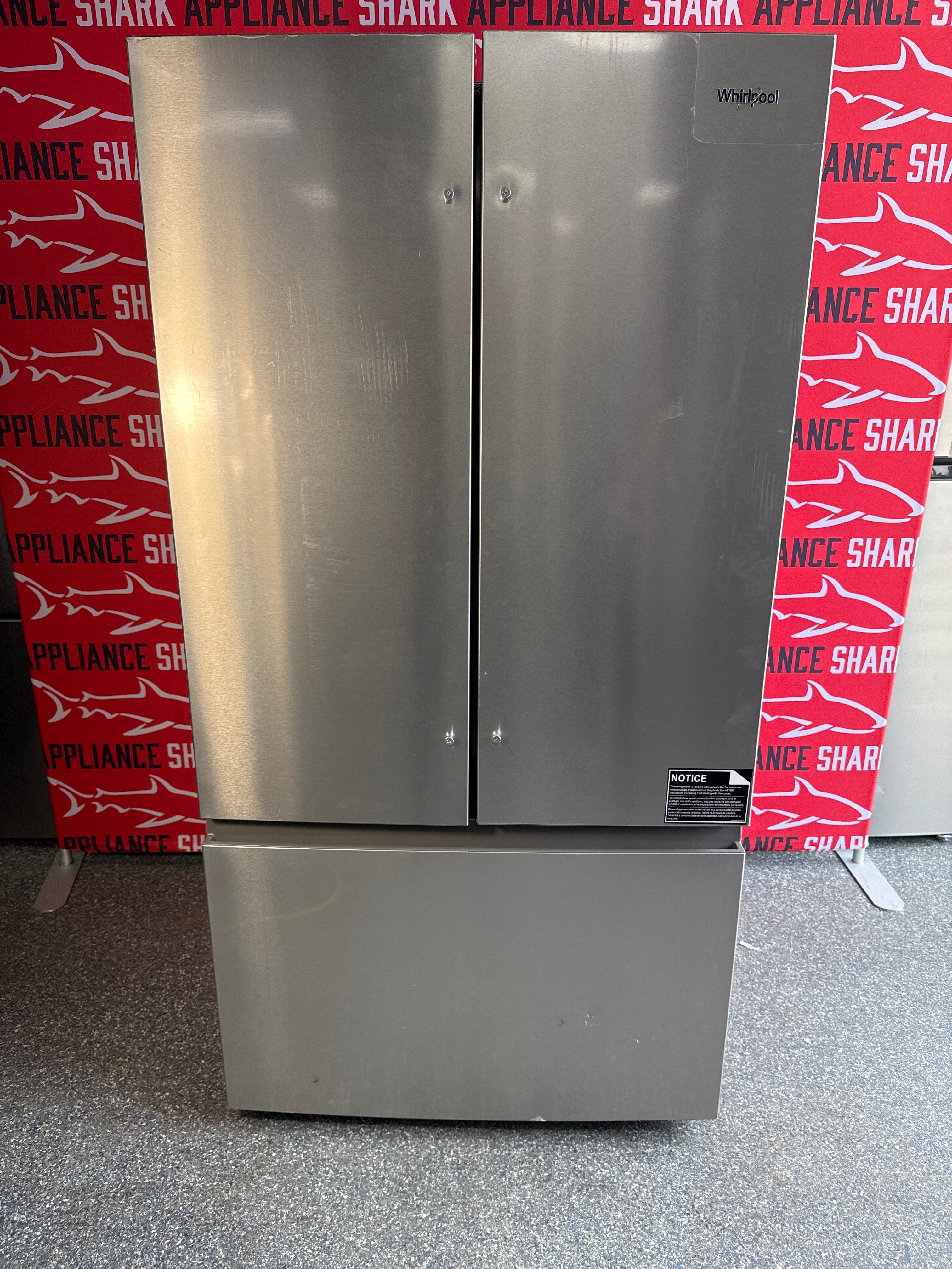 Discount WHIRLPOOL French door refrigerator at Appliance Shark. Overland Park, KS’s premier scratch-dent appliance store.