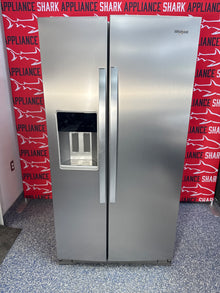 Scratch-dent WHIRLPOOL side by side refrigerator at Appliance Shark. Kansas City’s best appliance store.