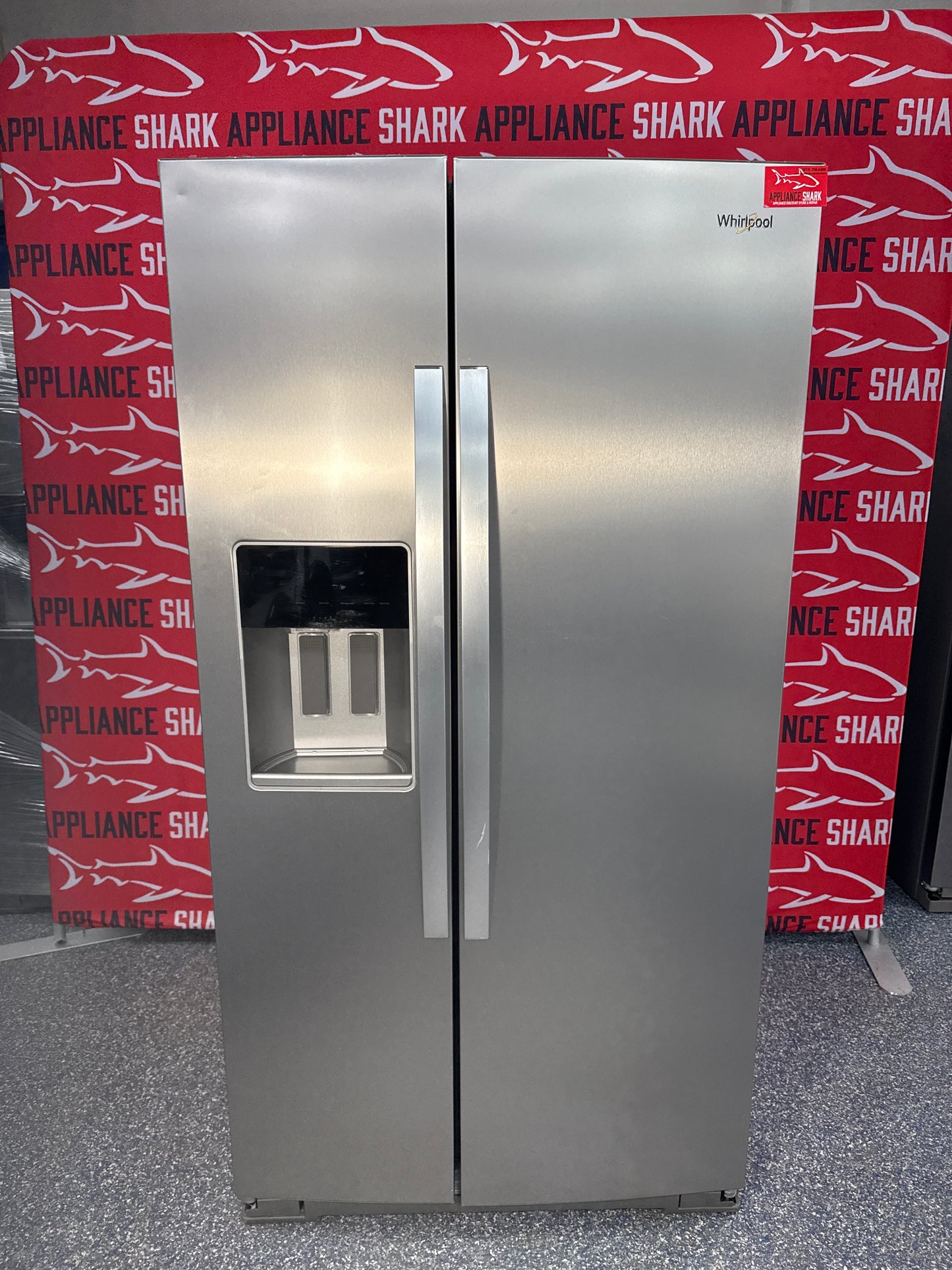 Discount WHIRLPOOL side by side refrigerator at Appliance Shark. Overland Park, KS’s premier scratch-dent appliance store.